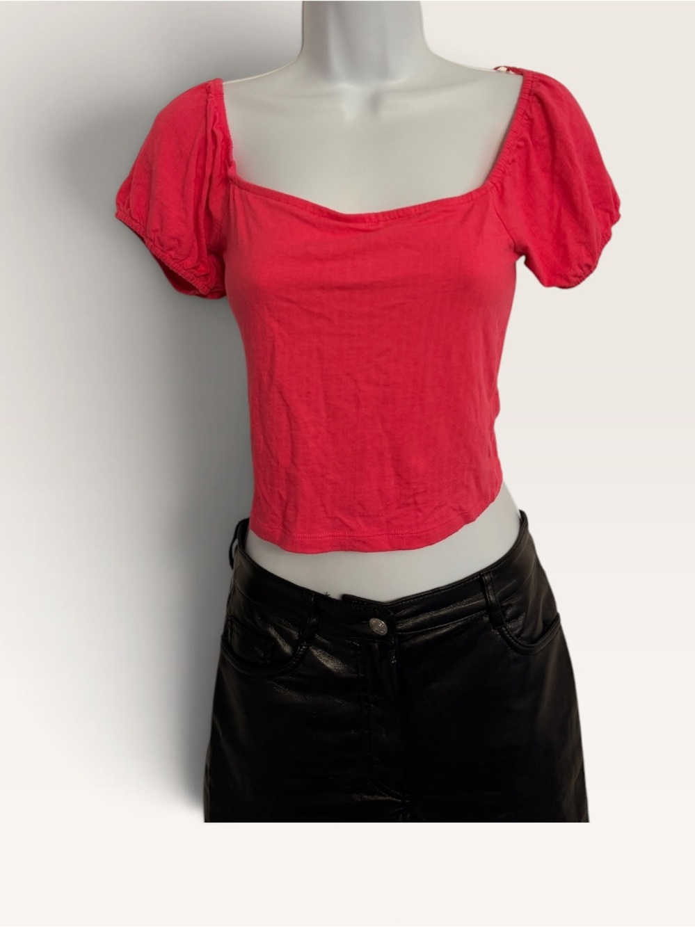 Ambiance Women’s Hot Pink Square Neck Puff Sleeve Top Size Medium
